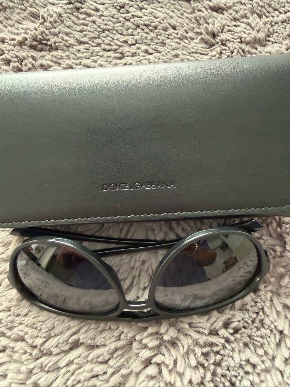 Dolce & Gabbana Men's Black Oval Sunglasses with Black Case